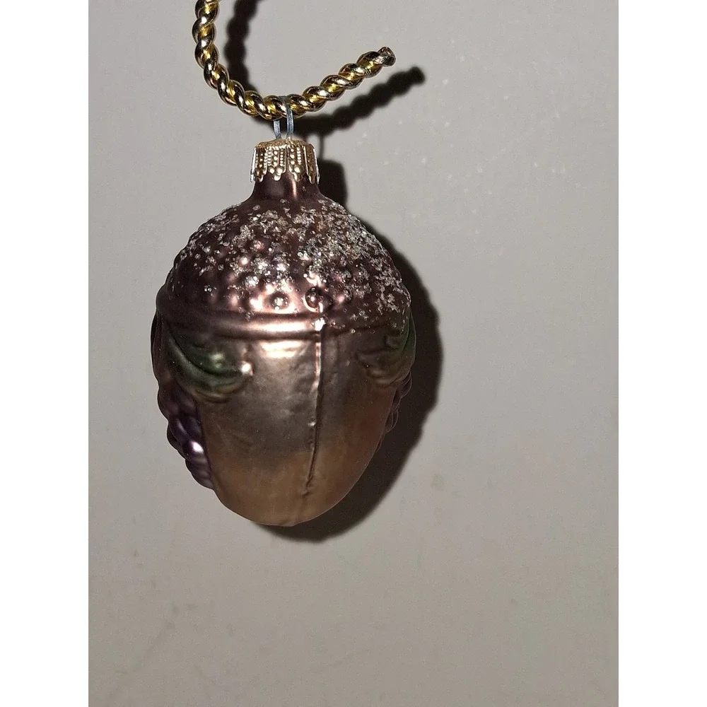 Vintage Germany Mercury Glass Acorn Ornament Grapes & Leaves 2.5
